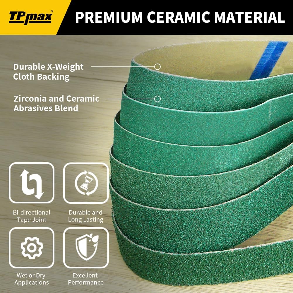 12-Pack 1×42 Inch Zirconia Sanding Belts for Knife Sharpening & Metalwork