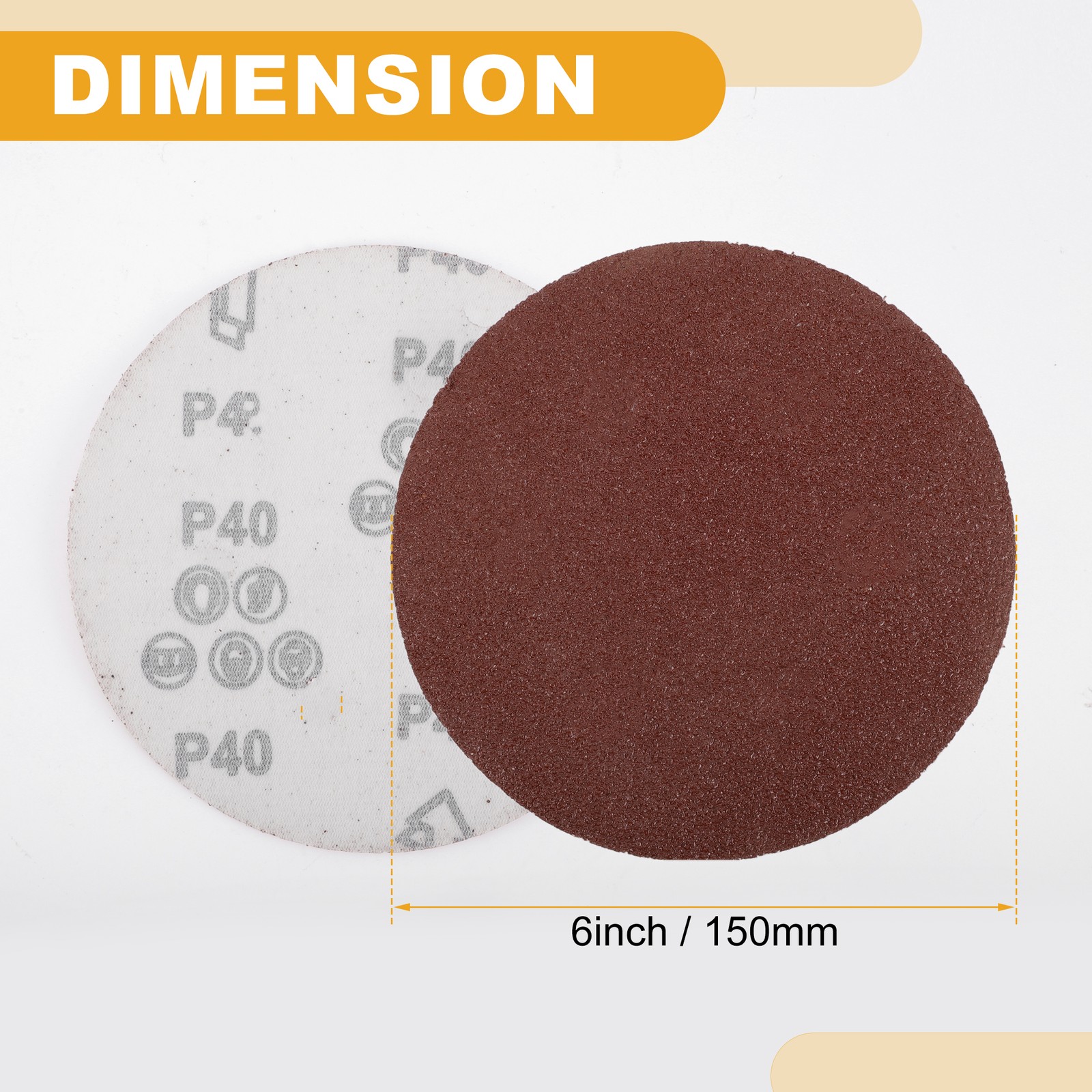 10 Pcs 40 Grit Universal Sanding Discs-Round Hook Loop Sandpaper-White Paper Red
