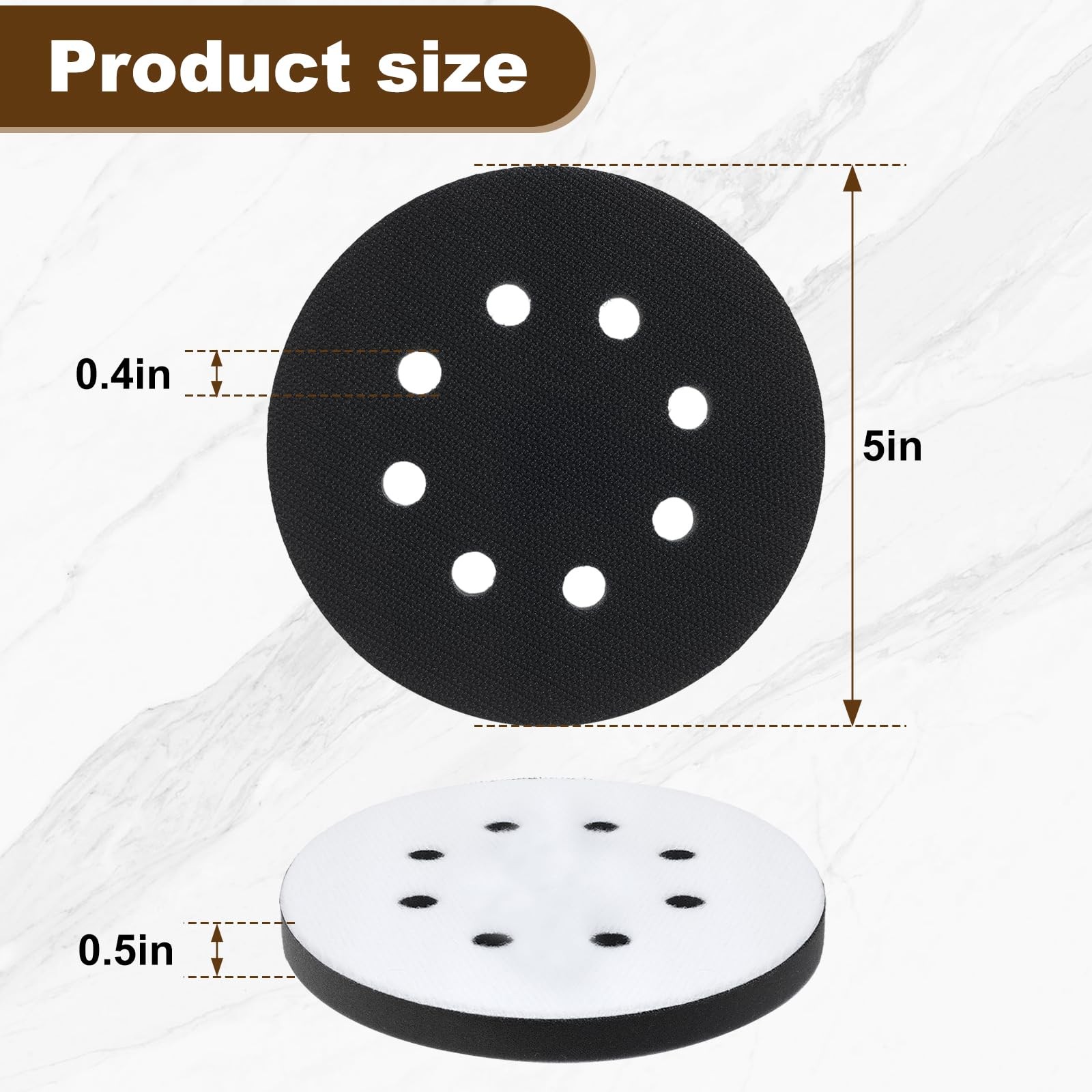 4 Pack 5 Inch 8 Holes Professional Orbital Sander Foam Pads Hook and Loop Sponge