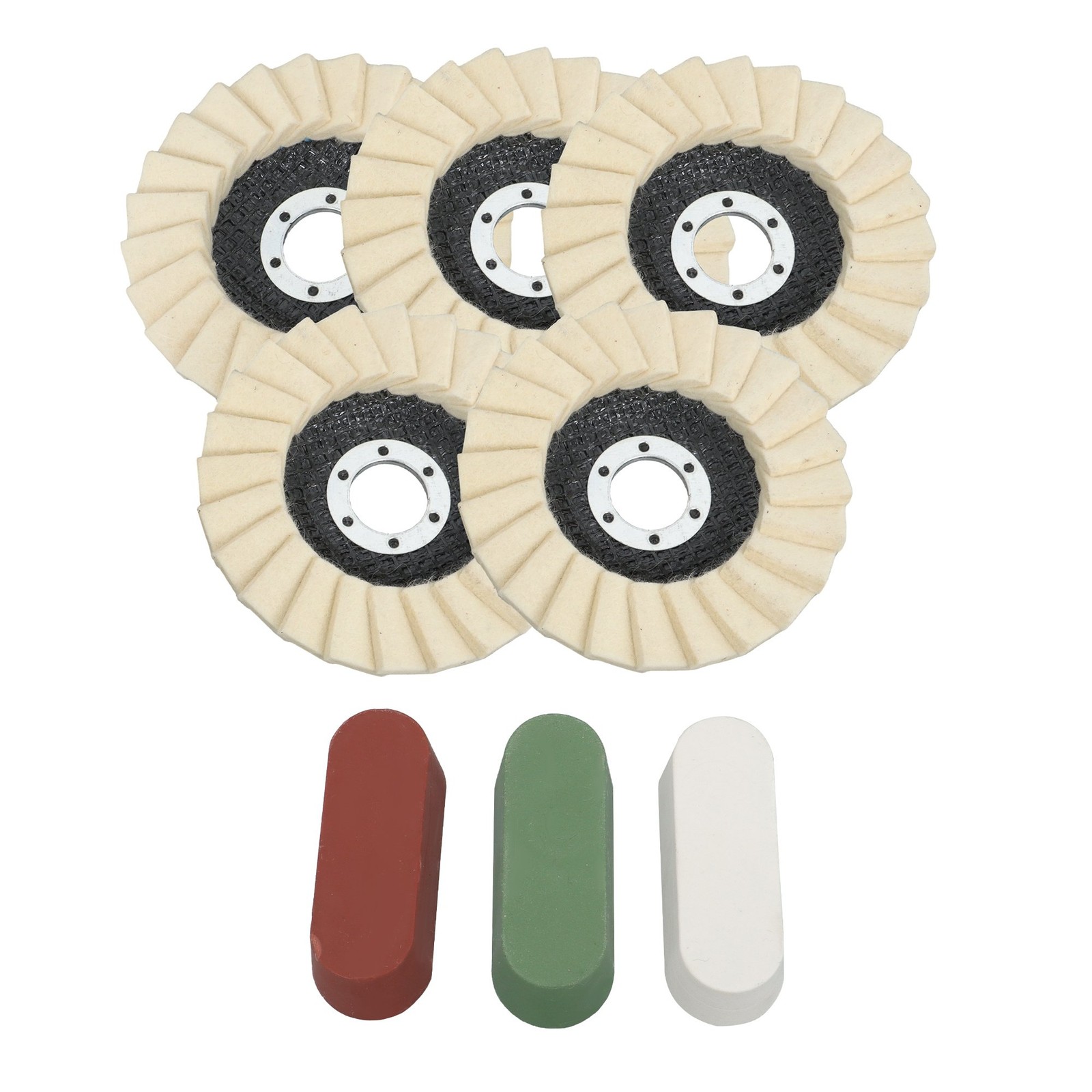 8 Pcs Wool Polishing Wheel Disc Set 4.5 x 7/8″ Buffing Wheel & Buffing Compound