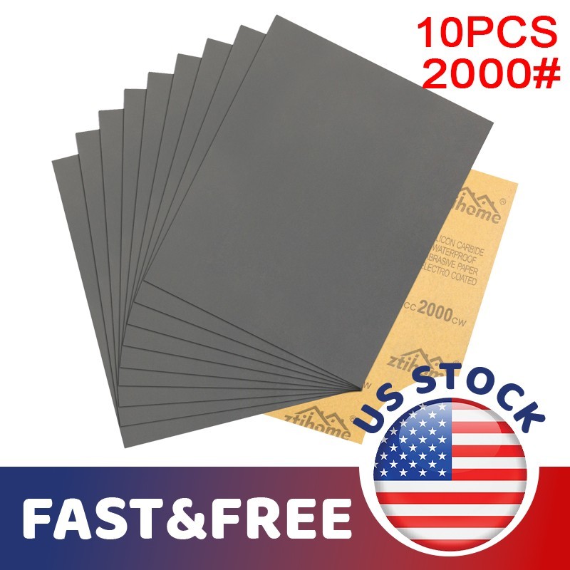 10x Wet Dry Sandpaper 2000 Grit Waterproof Sheet Furniture Restoration Polishing