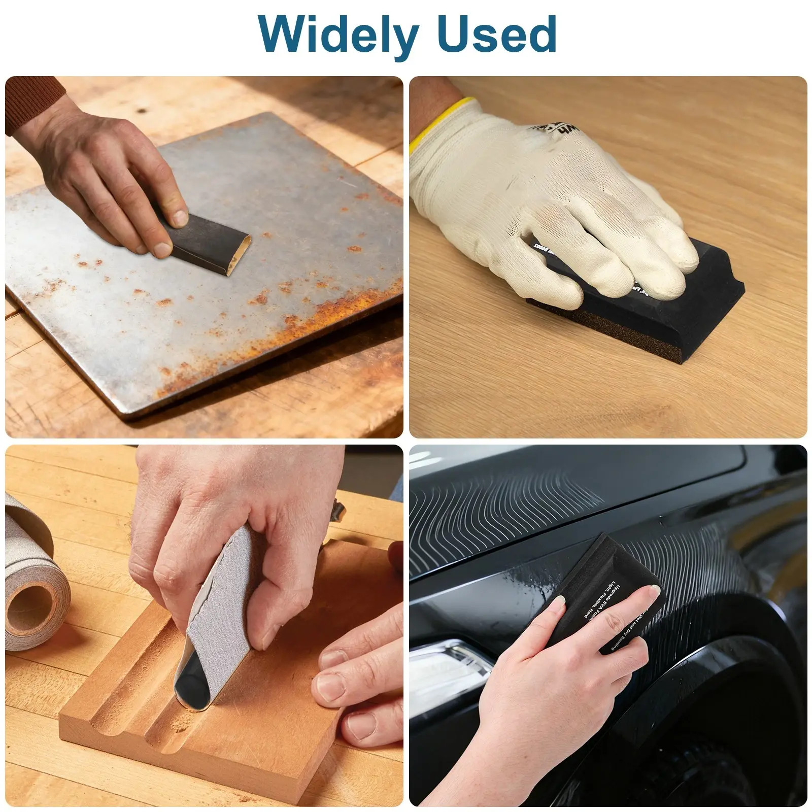 12Pc Sanding Block Kit Flexible EVA Foam Wet or Dry Various Shapes and Sizes NEW