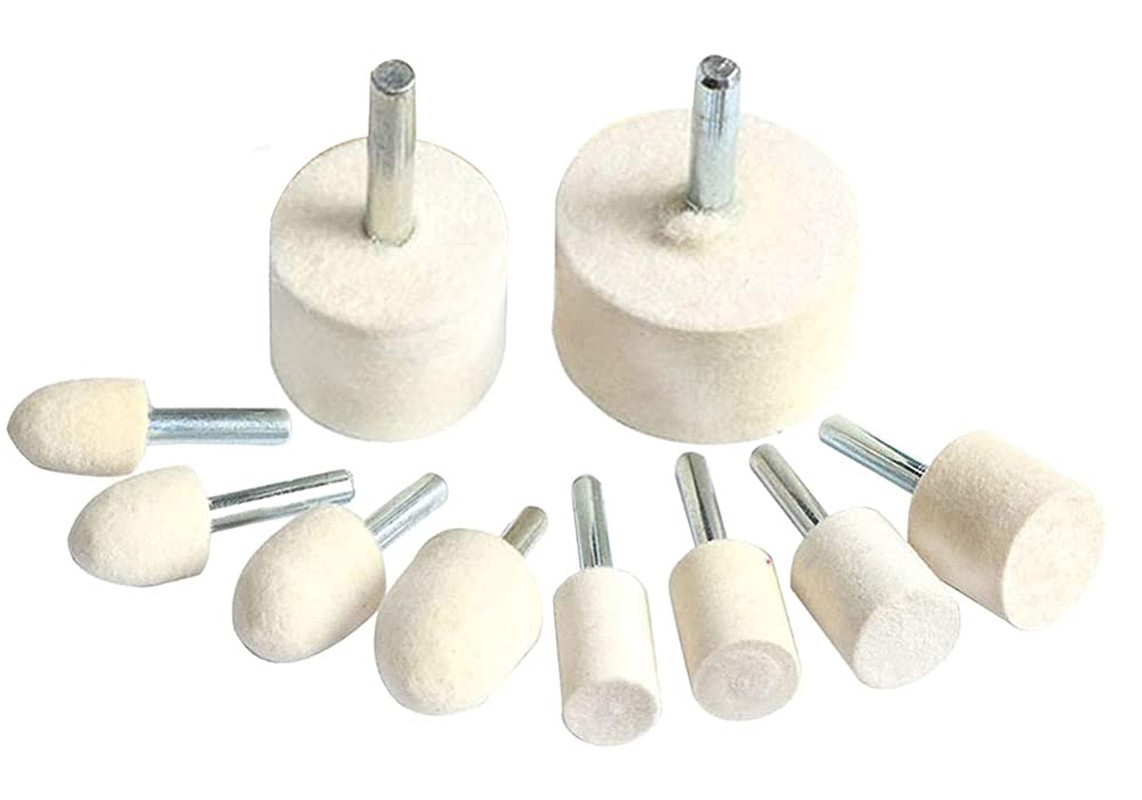 10 Pieces 1/4” Shank Wool Felt Polishing/Buffing Wheel Grinding Head Fits Elect