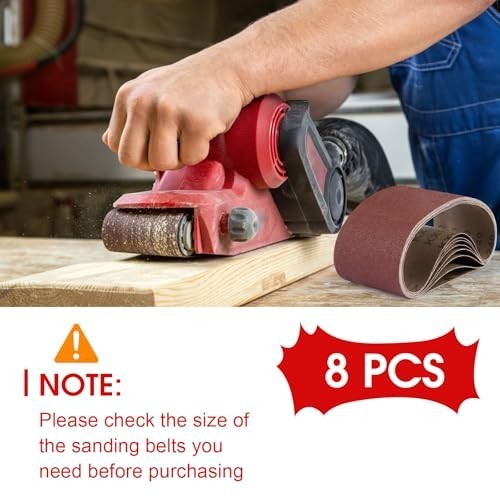 8 Pcs 3×21 Belt Sander Paper 80 120 150 240 Grit Aluminum Oxide for Woodworking
