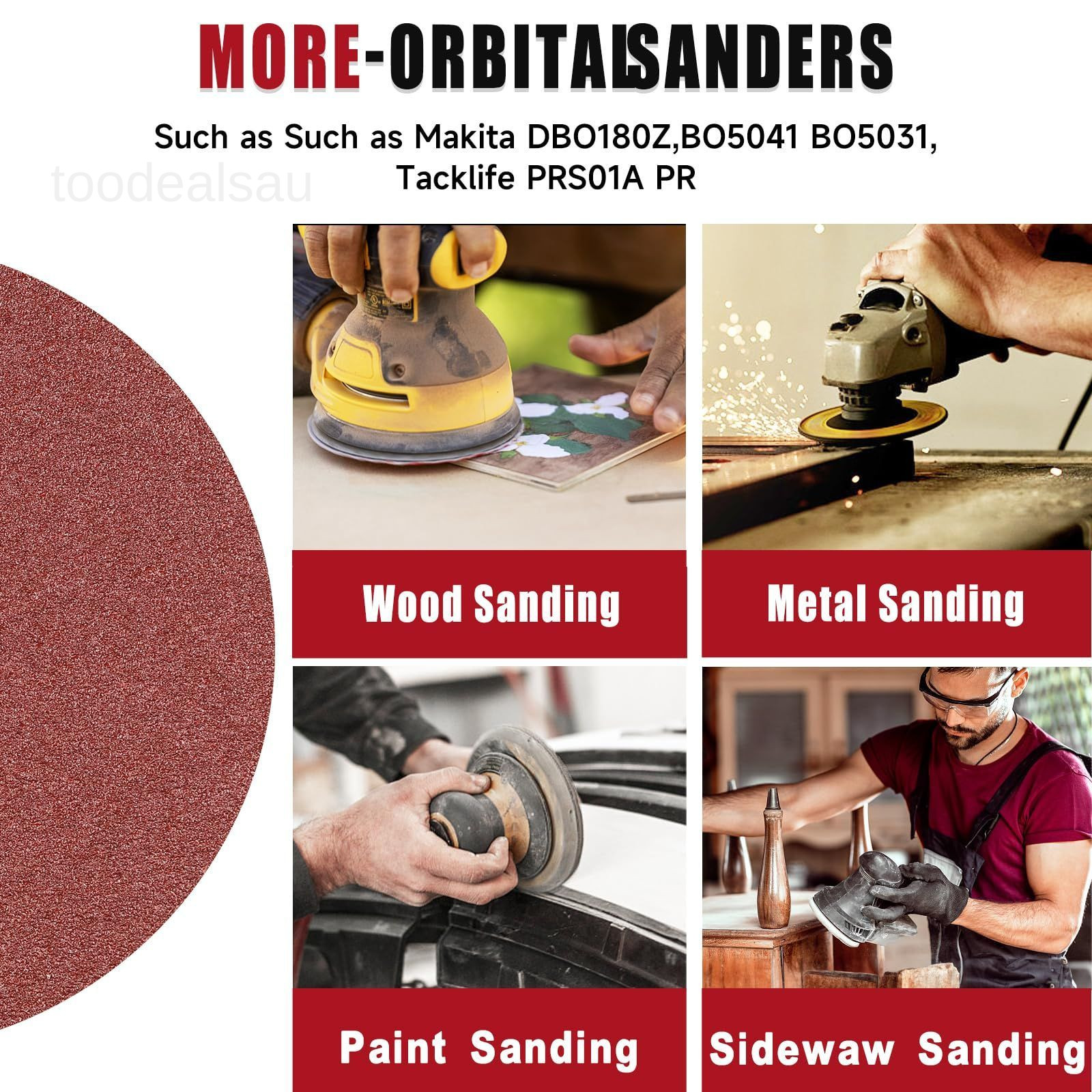 100 PCS 6 Inch Sanding Discs, Hook and Loop Sandpaper 20 x 6 x 6 inches, Red