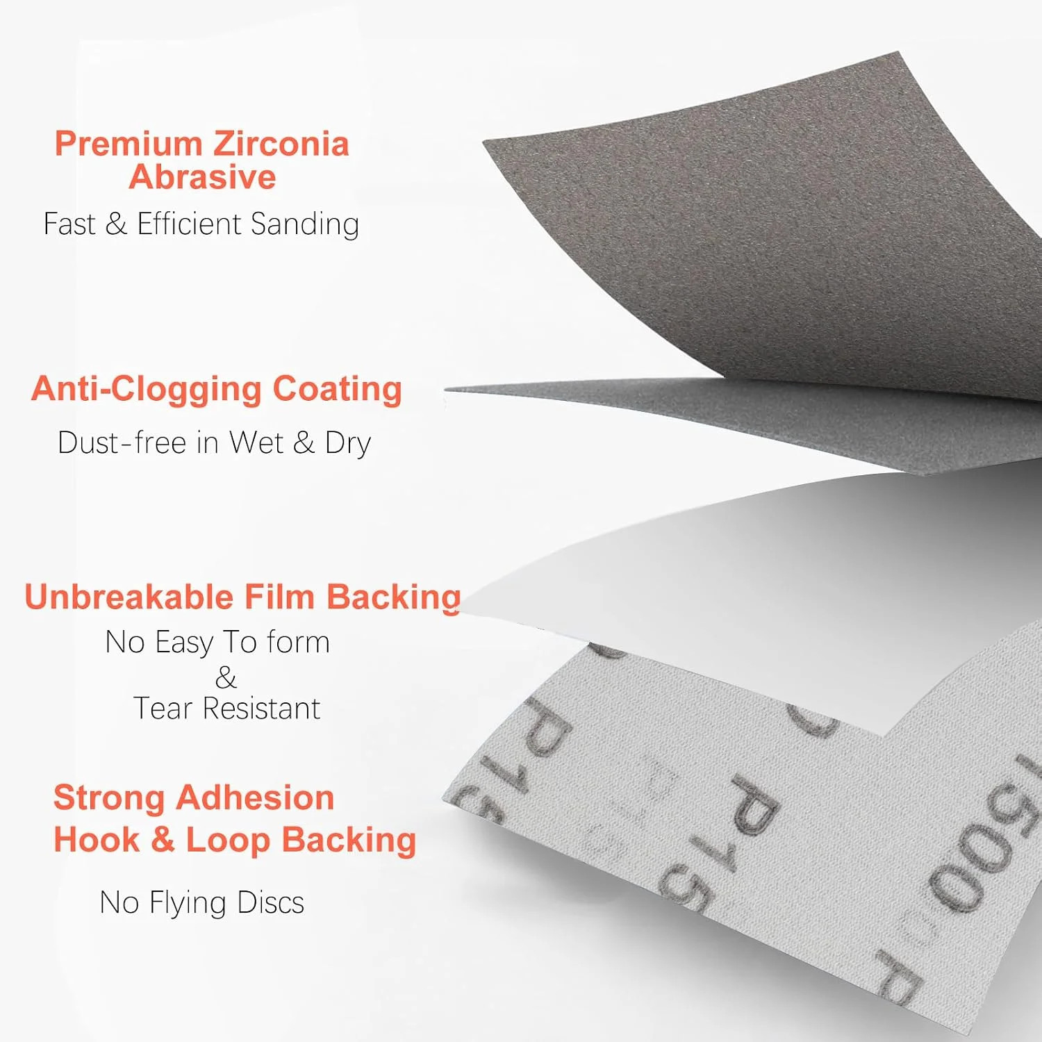 6 Inch Film Sanding Discs: 60 Grit No-Hole Hook and Loop Sandpaper Disc | 100Pcs