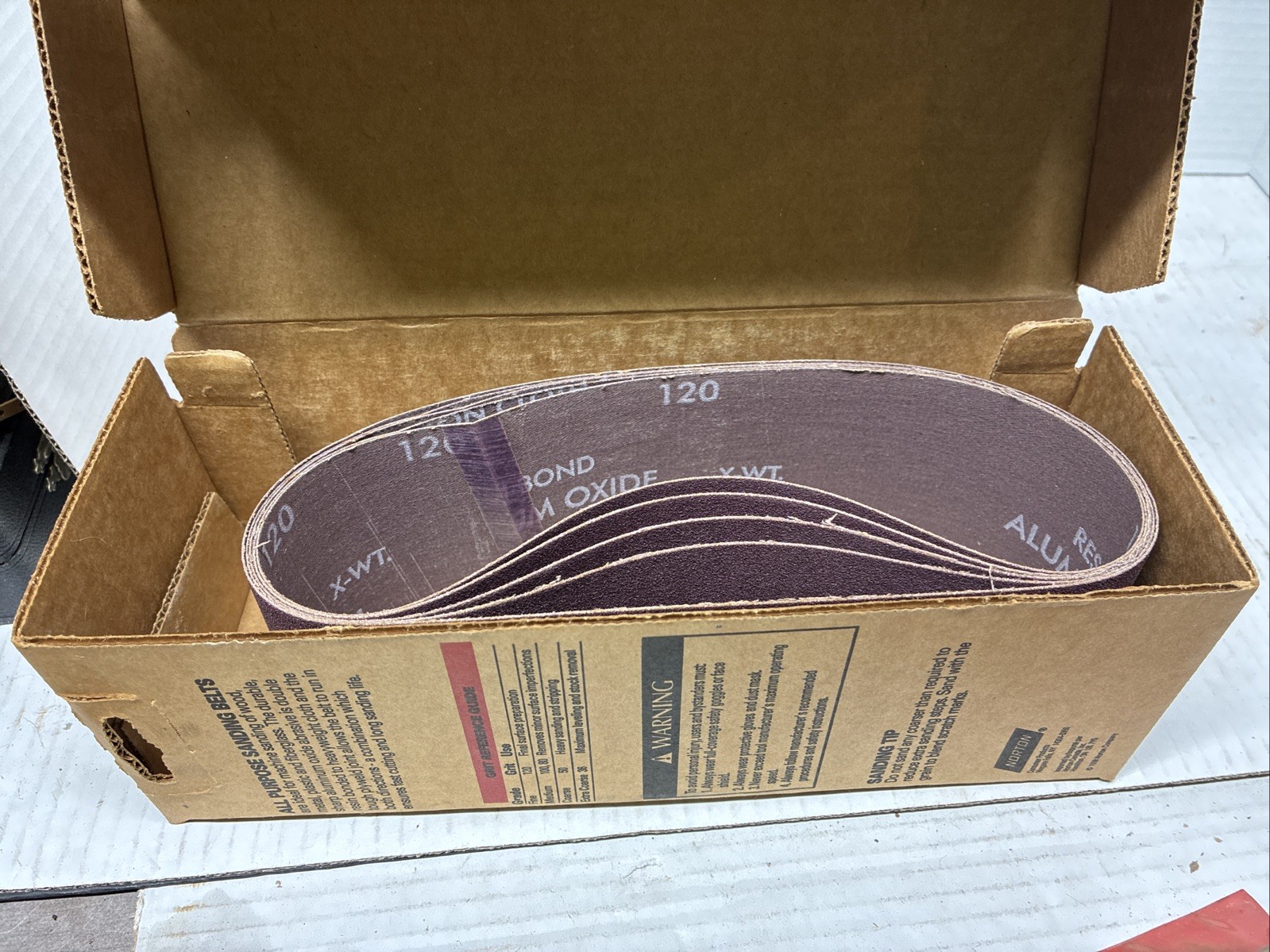 Lot Of 4 Boxes Of 3″ X 21″ Aluminum Oxide Belt Open Boxes See Description