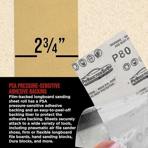 Premium 80 Grit PSA Gold Longboard Sandpaper, 2-3/4″ Wide Continuous 12 Yard Rol