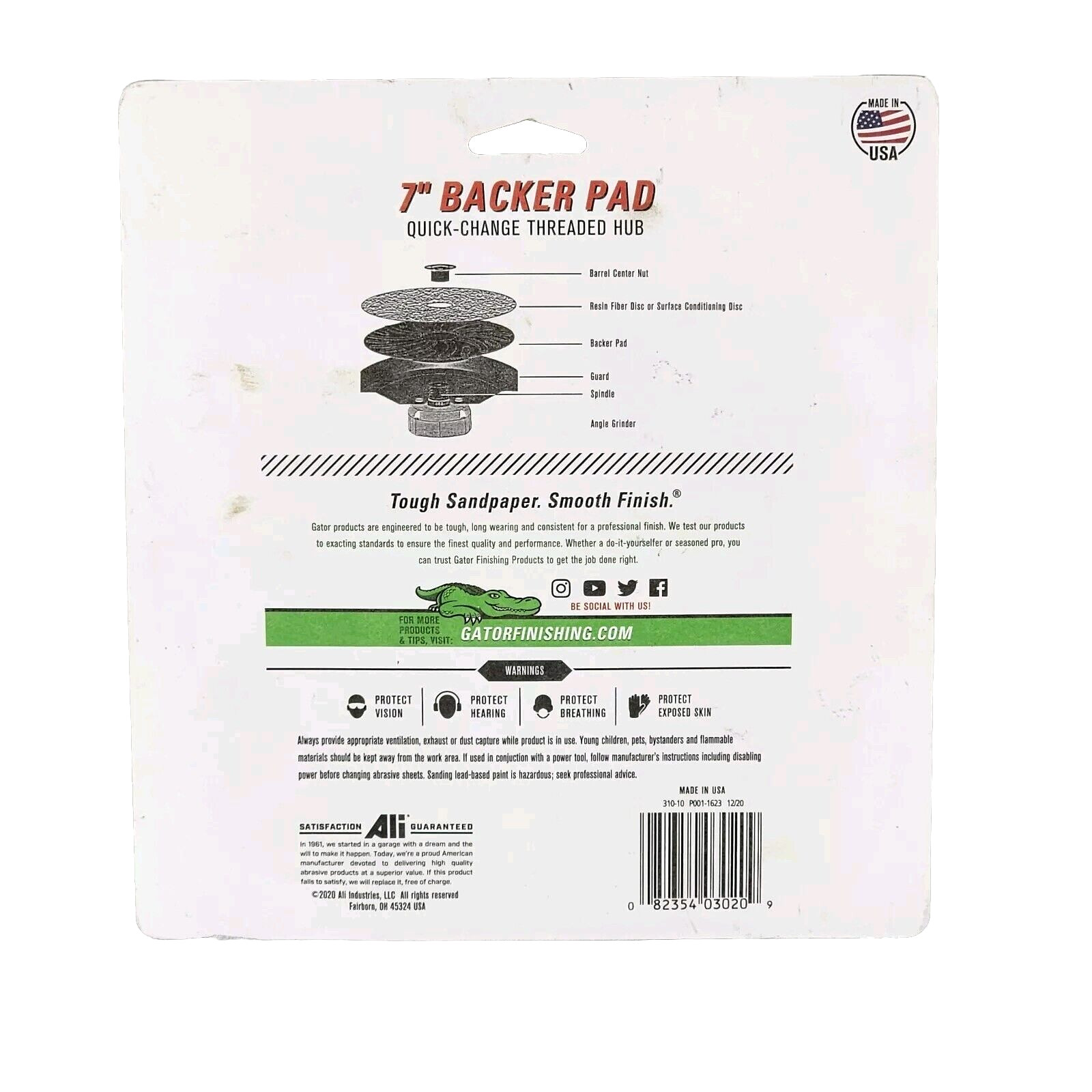 Quick Change Angle Grinder Backing Pad, No 3020, Gator Products, Ali Industries