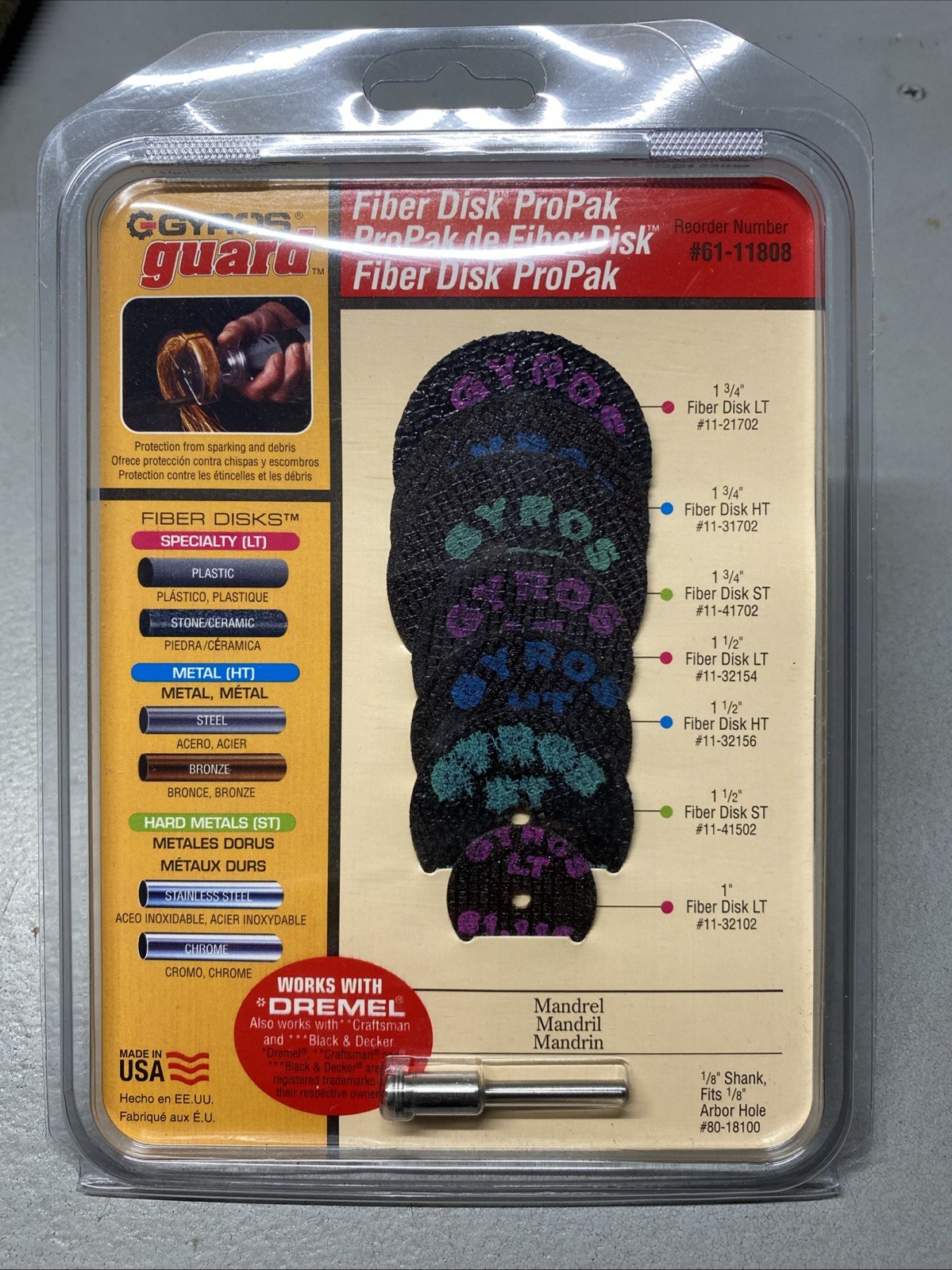 GYROS Fiber Disk Pro Pack Cut-Off Wheels & Mandrel 8 Piece 61-11808
