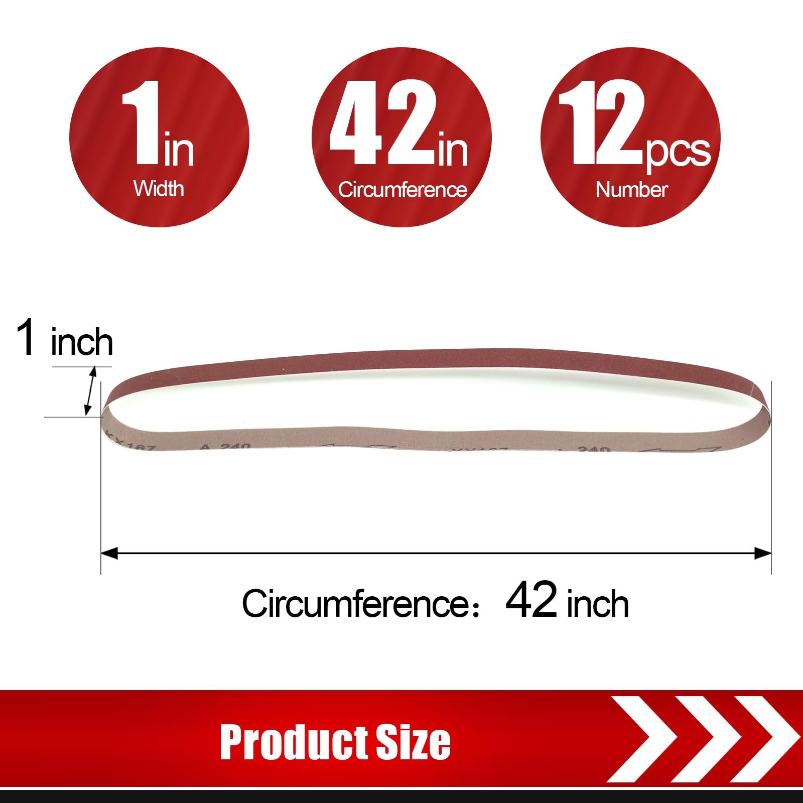 BOSHCRAFT 1 x 42 Inch Belt Sander Sanding Belt, 12 Pack 1 X 42 – 12