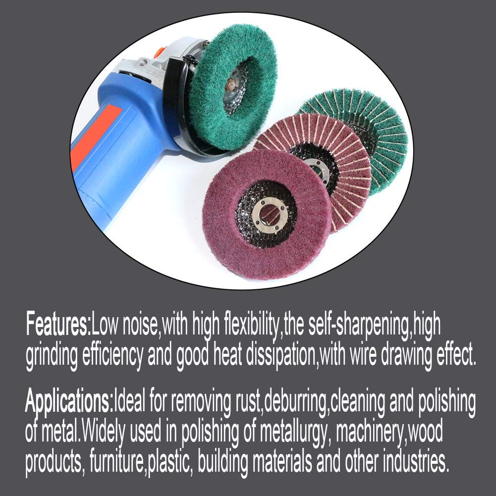 5Pcs 4.5 Inch Nylon Fiber Buffing Wheels Angle Grinder Polishing Discs